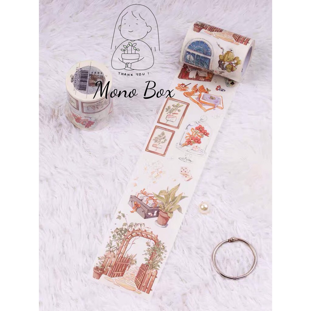 [Chiết] Washi Tape 35x6.5cm băng keo washitape hoạt tiết phong cảnh nền trang trí làm tranh washi Mono_box 01003