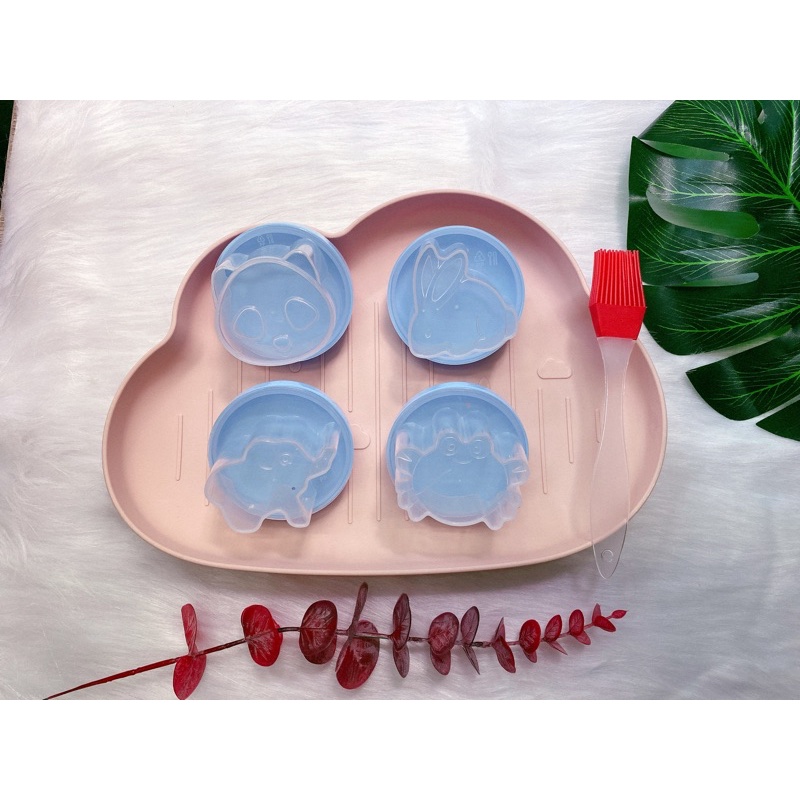 khuôn hấp bánh cho bé ăn dặm 🍀TẶNG KÈM CHỔI SILICON QUÉT DẦU🍀 khuôn hấp trứng, làm bánh flan, pudding cho bé