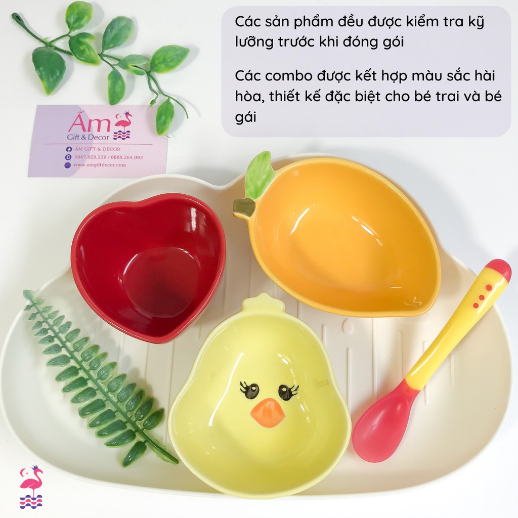 Bộ Bát Ăn Dặm Cho Bé - Bộ Dụng Cụ Ăn Dặm Kiểu Nhật -  Đồ Dùng BLW Baby Led Weaning Cho Bé