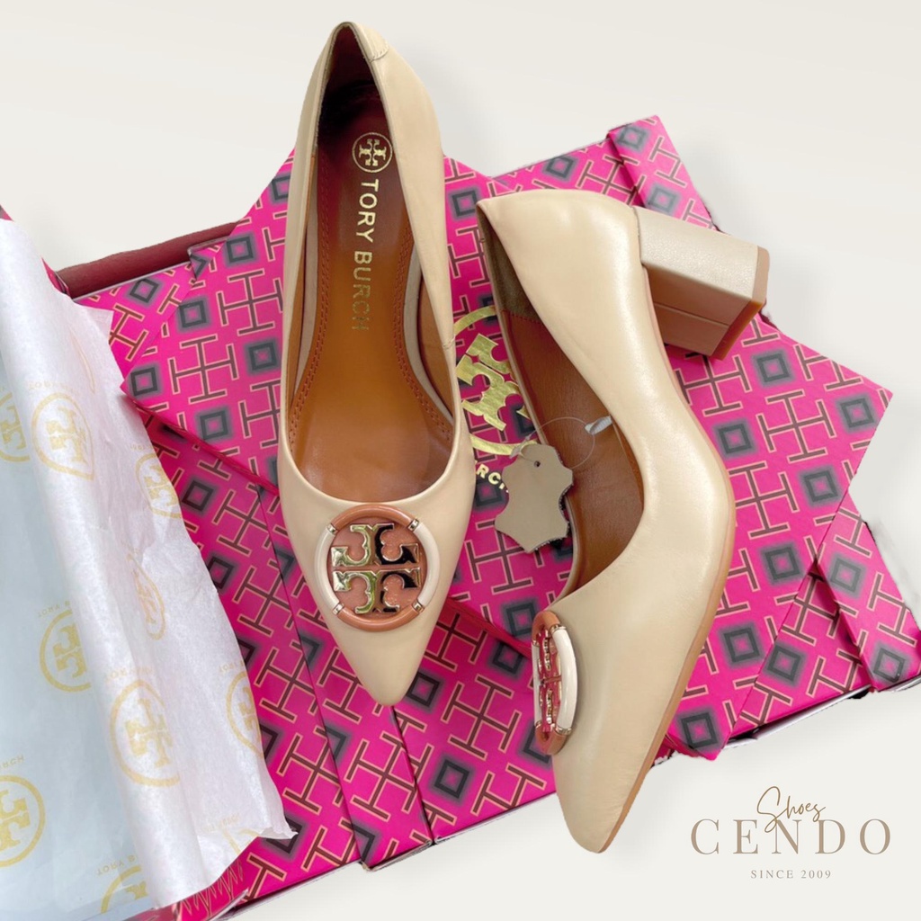 Giày TORY BURCH gót trụ logo mũi giày 5cm
