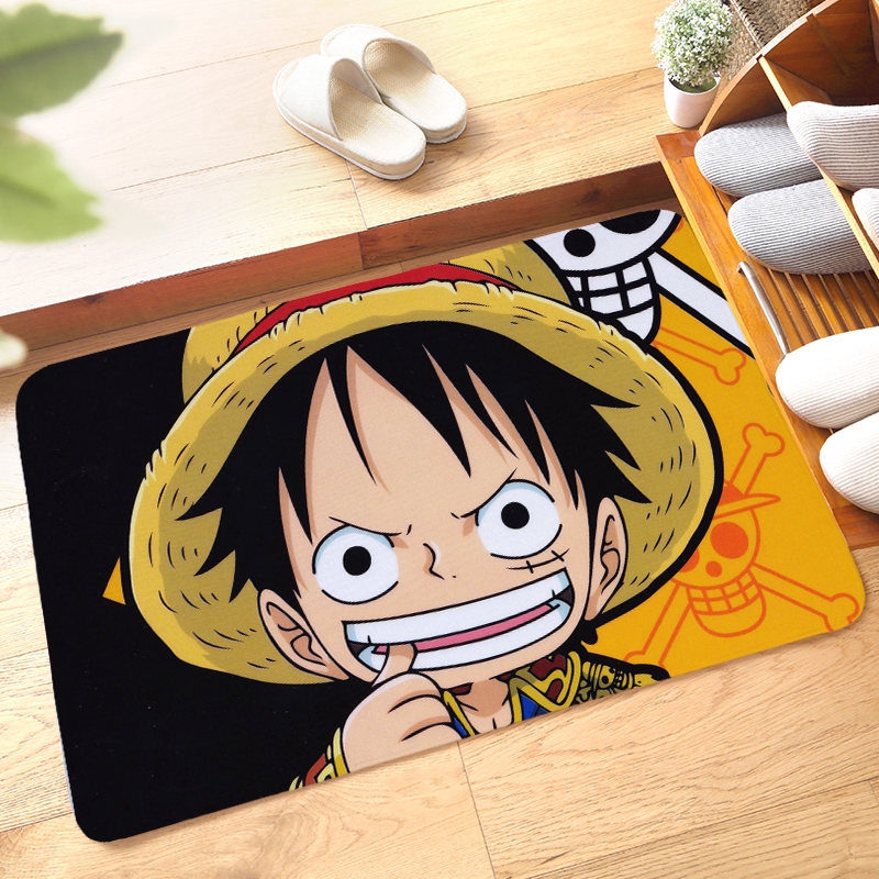 Thảm Lót Sàn Nhà Bếp / Nhà Tắm Vải Flannel Mềm Chống Trượt In Hoạt Hình One Piece Luffy