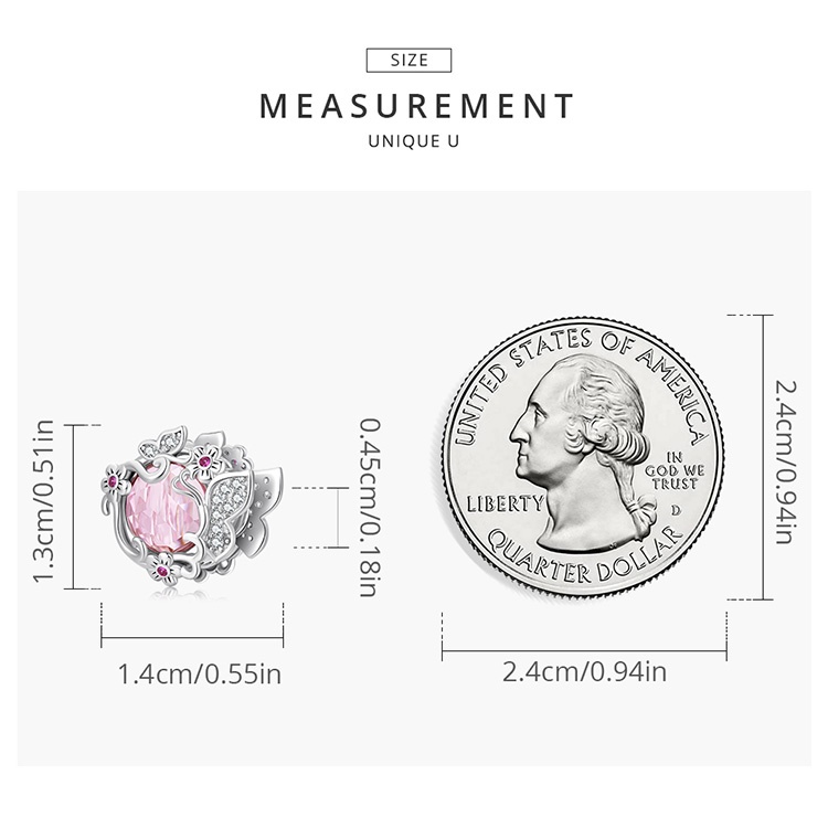 Phụ kiện BAMOER BSC552 bằng bạc 925 họa tiết bướm thời trang dùng làm vòng tay DIY đẹp mắt