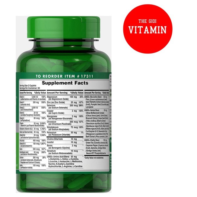 Viên uống tăng cường sức khỏe cho nam giới trên 50 tuổi Vitamin, khoáng chất Ultra Man 50 Plus Daily Multi 60v | BigBuy360 - bigbuy360.vn