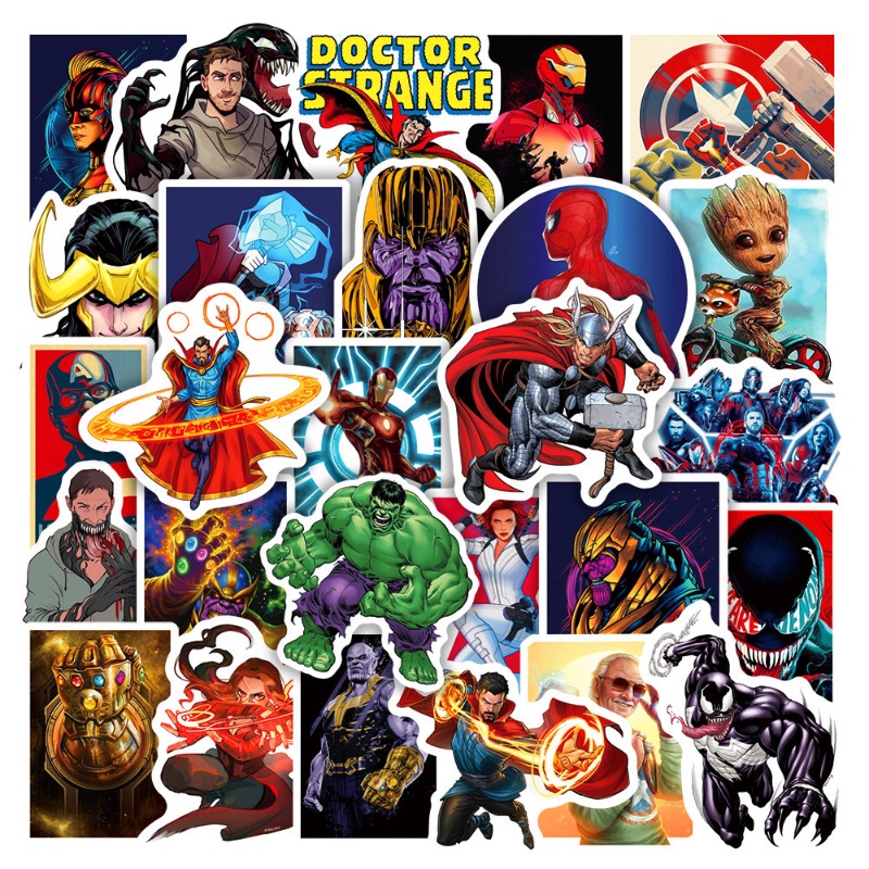 Bộ 50 miếng dán hình siêu anh hùng Avengers chống thấm nước độc đáo