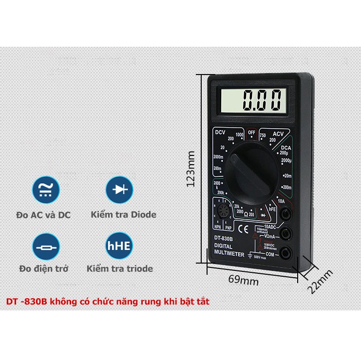 Đồng hồ đo điện DT 830B , A830L , Ampe kế vạn năng kỹ thuật số DT830B