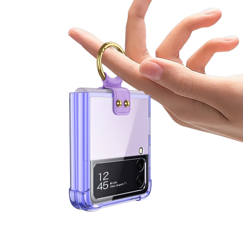 Ultra Ốp Điện Thoại PC Cứng Siêu Mỏng Trong Suốt Chống Sốc Kèm Móc Xỏ Ngón Cho Samsung Galaxy Z Flip 4
