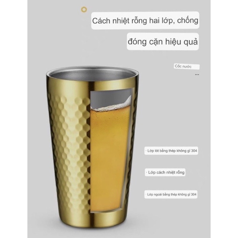 Cốc, Ly nước Inox vàng SUS 304 cao cấp không ăn mòn | Cốc 2 lớp cách nhiệt dùng cho nhà hàng, khách sạn mẫu mới 2022