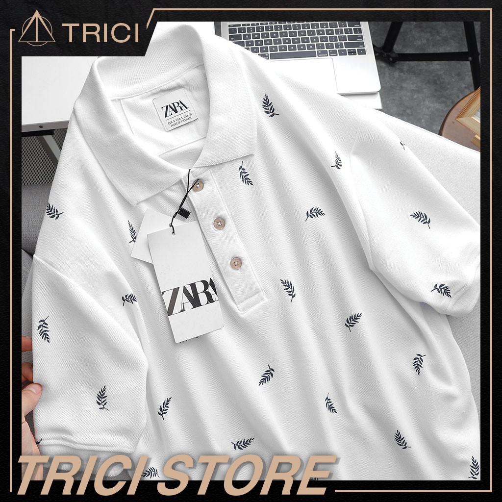 Áo polo nam Zara hàng vnxk xuất dư cambodia họa tiết lá | BigBuy360 - bigbuy360.vn