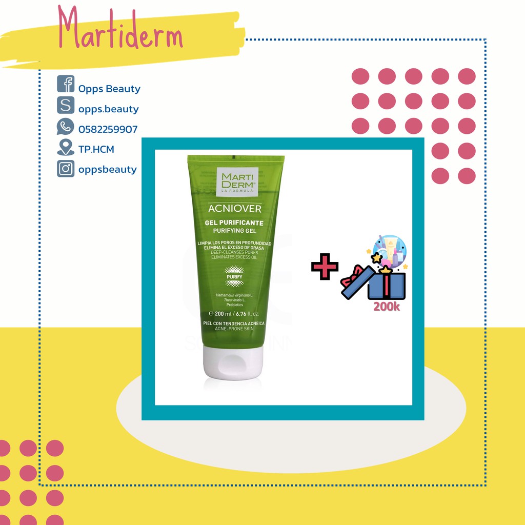 [MARTIDERM] Gel rửa mặt cho da dầu mụn MARTIDERM PURIFYING GEL