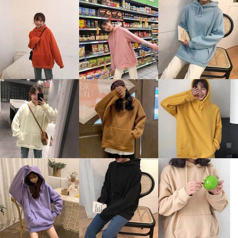 Áo hoodie trơn nỉ bông có mũ siêu đẹp MS005