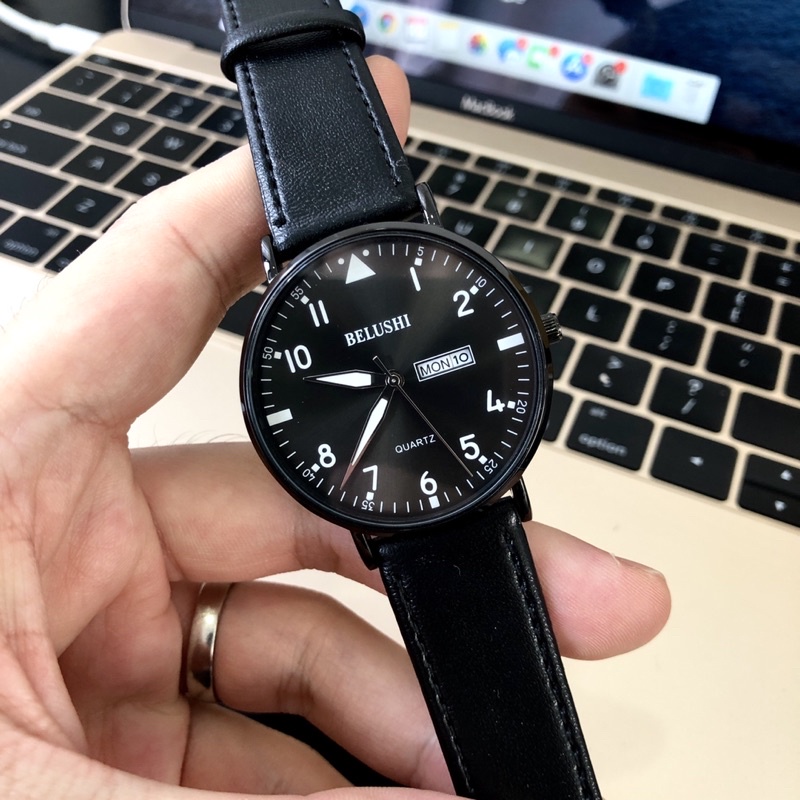 Đồng Hồ Nam Dây Da BELUSHI Máy Mỏng Hai Lịch Ngày Thứ Chống Nước