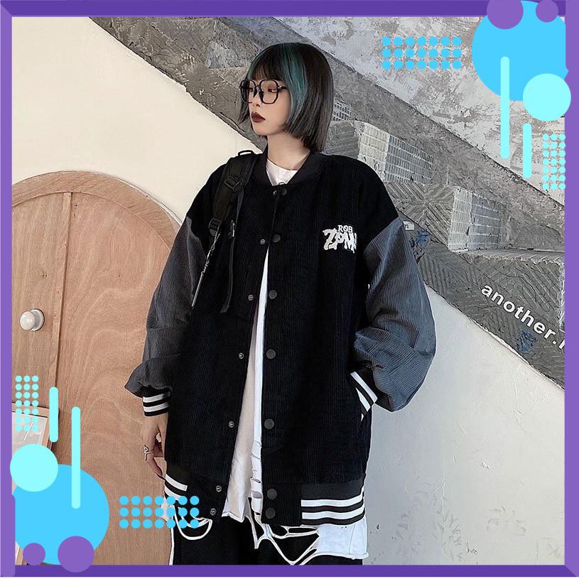 [Mặc Là Sang]  Áo Khoác Nhung Gân Bóng Chày ZOMBIF Form Rộng Mẫu Mới Siêu Chất | BigBuy360 - bigbuy360.vn