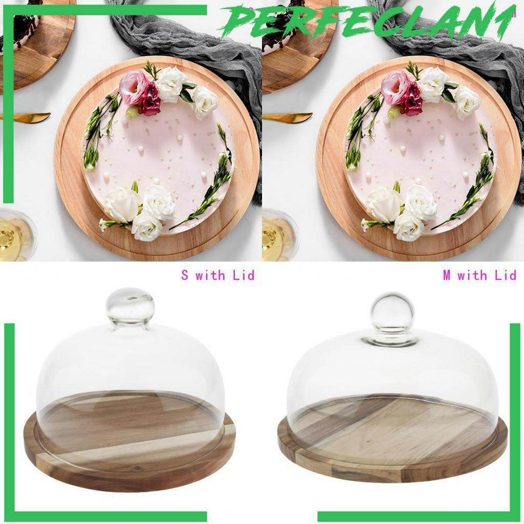 Đĩa Đựng Bánh Hình Tròn Bằng Gỗ Acacia Trong Suốt Có Tay Cầm