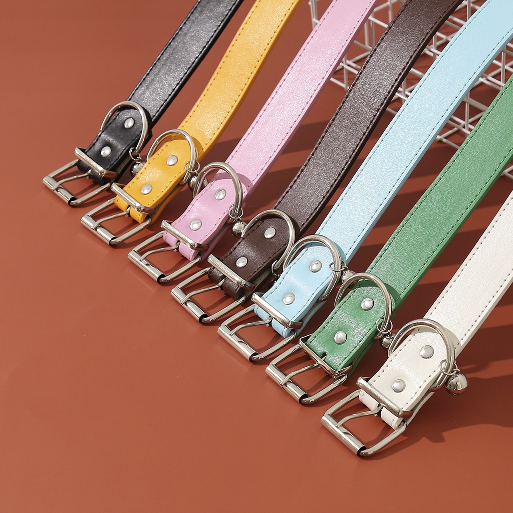 Vòng Cổ Da PU Mềm 16 Màu Có Chuông Dành Cho Thú Cưng