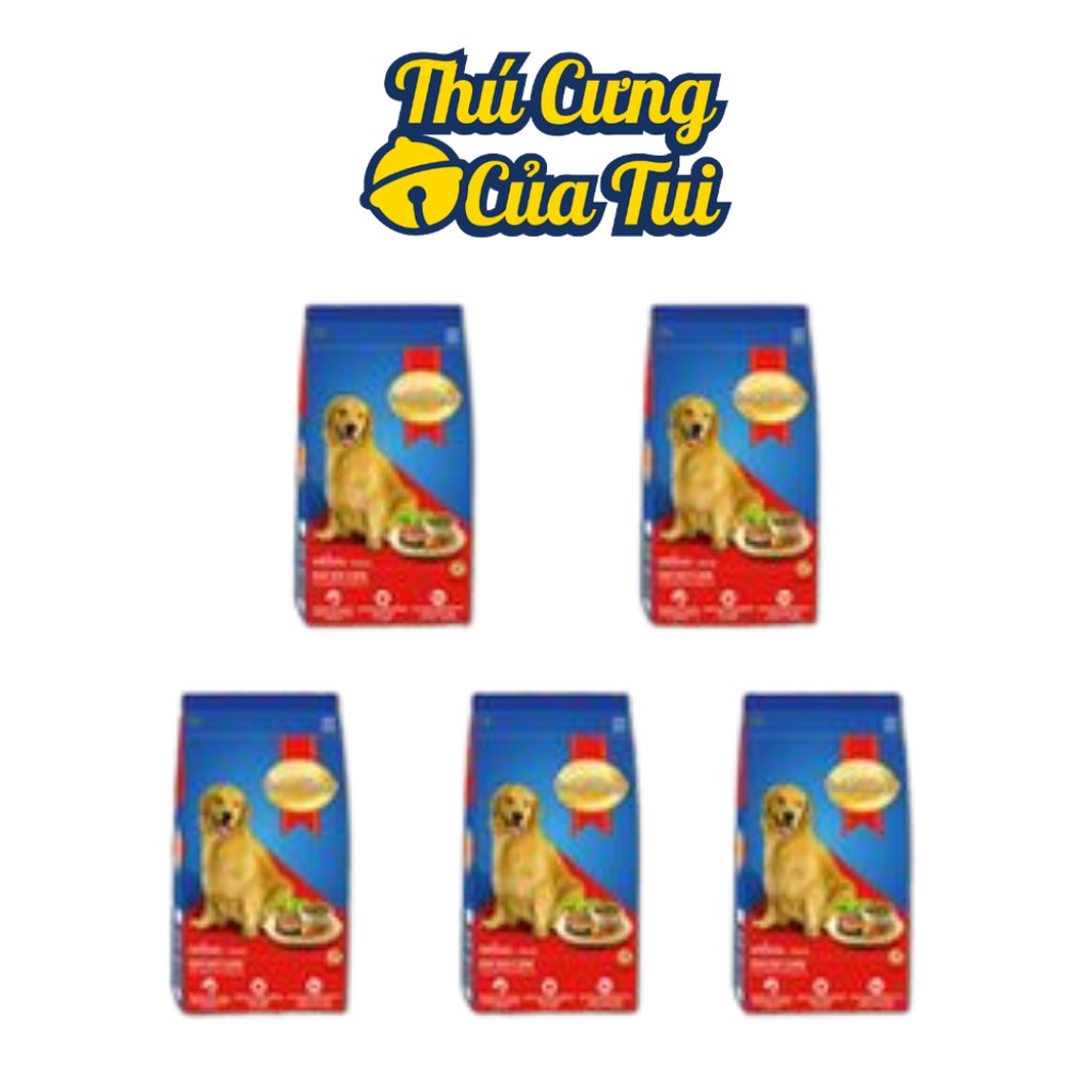 Combo 5 Gói Thức Ăn Cho Chó Lớn Hạt Khô SmartHeart Vị Thịt Bò Nướng 400gr - Thú Cưng Của Tui