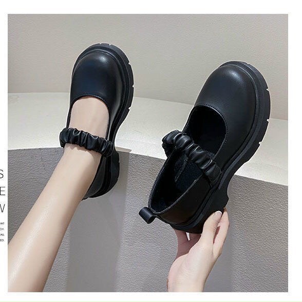 Giày Lolita quai chun Giày Búp Bê Mary Jane Quai Chun Bèo và quai cài Ngang