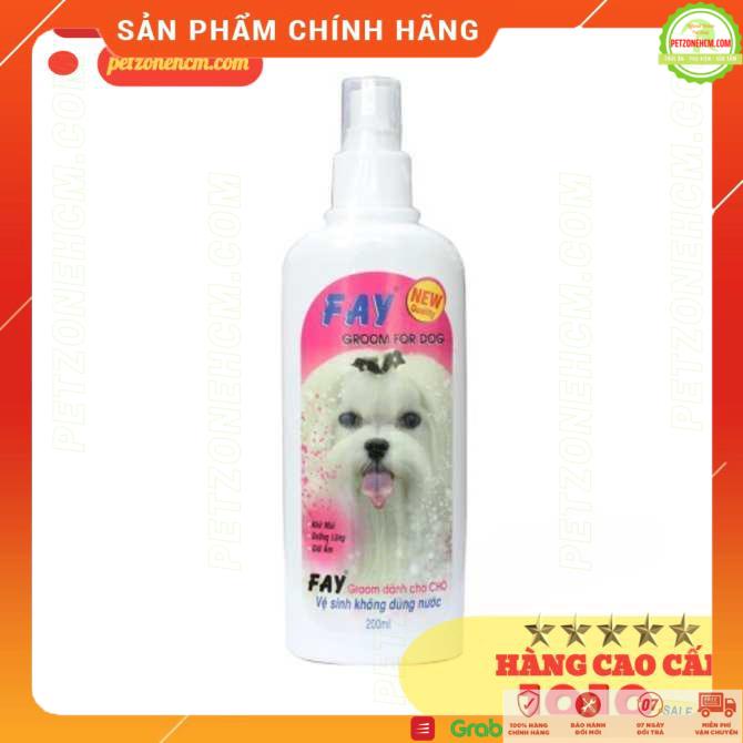 Xịt tắm khô cho chó Fay  FREESHIP Fay Groom For Dog 200ml/350ml khử mùi, làm đẹp da lông, vệ sinh không dùng nước