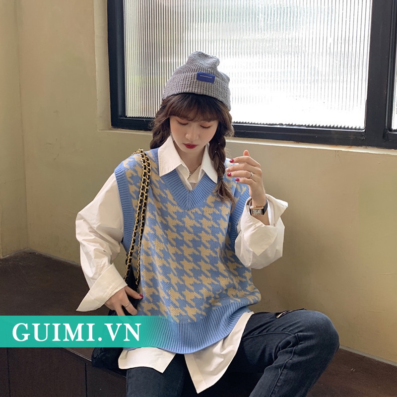 Áo len NZN không tay dáng rộng thiết kế thời trang theo phong cách Hàn Quốc dành cho nữ