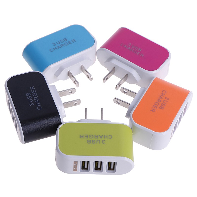 Cốc sạc nhanh ba cổng USB 5V 3.1A phích cắm US tiện lợi