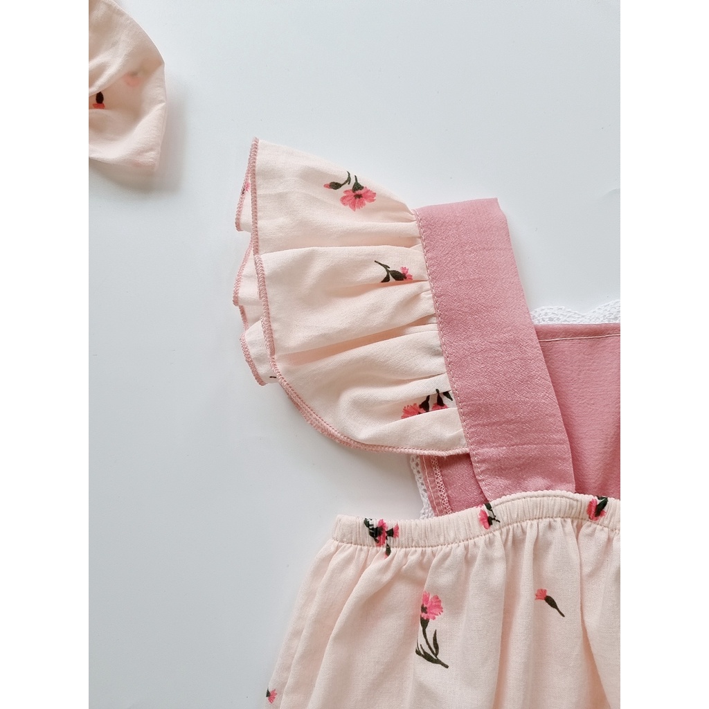 Body áo liền thân hồng thiết kế tặng turban &amp; giày vải cho bé gái sơ sinh-13kg đi chơi, tiệc - BD31
