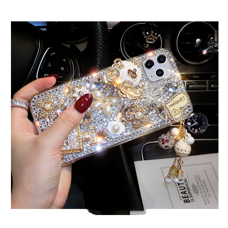 Bao Da Điện Thoại Dạng Ví Đính Kim Cương 3D Sang Trọng Cho Samsung S23 S22 S21 Ultra S20 S10 Plus S21FE 5G S21 + S22 + S23 + Ốp