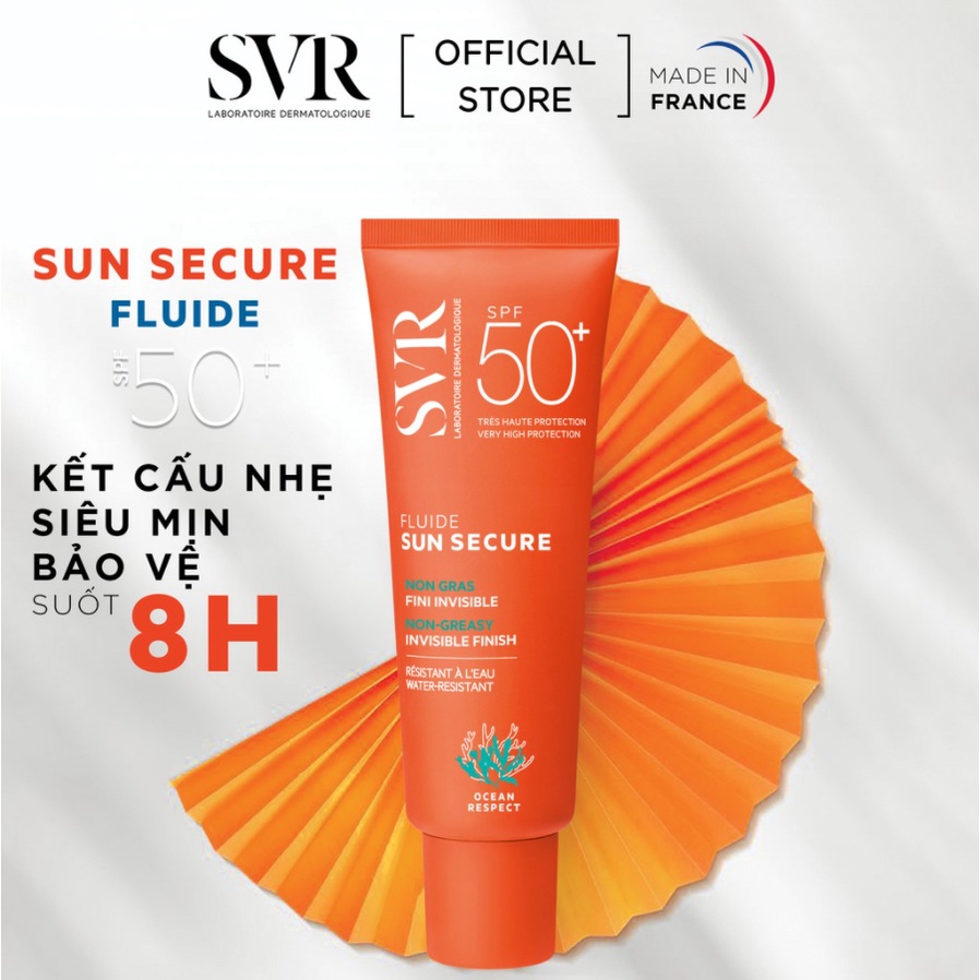 SVR Kem chống nắng SPF50 dạng lỏng, không nhờn dính SVR Sun Secure Fluide SPF50+ 50ml (Nhập khẩu chính hãng)