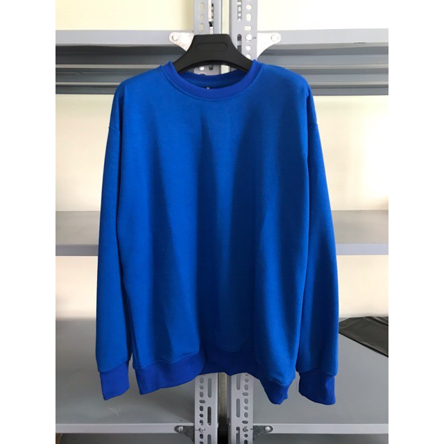 áo nỉ bông tay dài sweater xanh dương - blue sweater