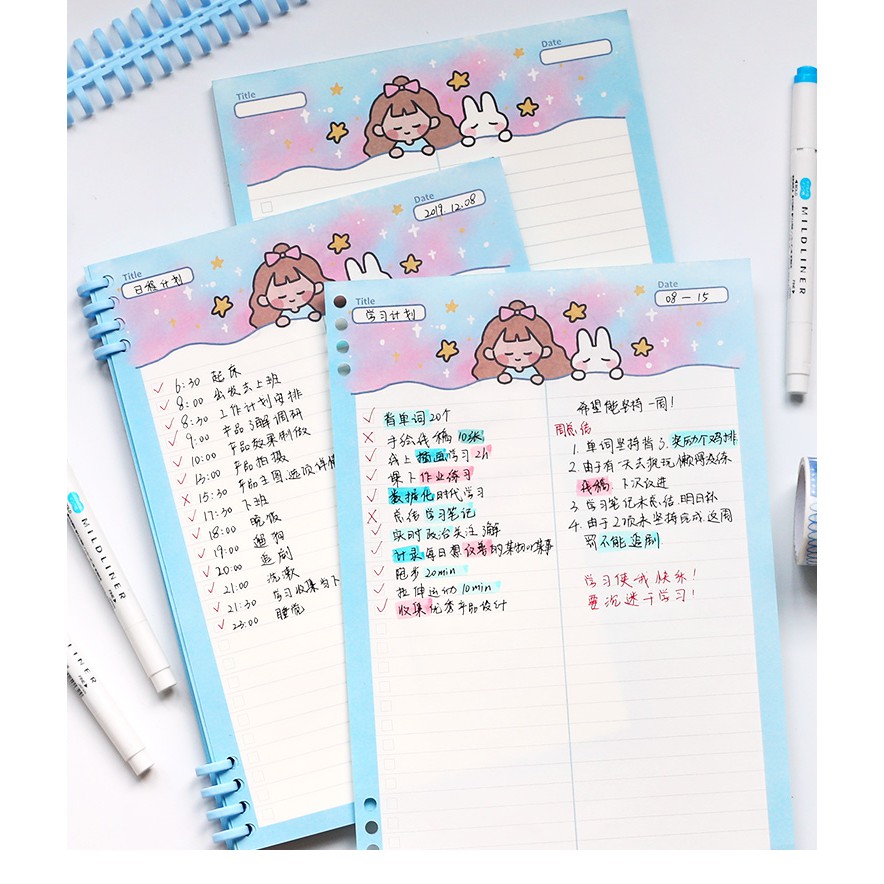 Giấy Note Ghi Chú Refill B5 💖 In 2 Mặt 💖 Telalo - Dream's Girl Trang Trí Sổ Planner Bullet Journal Hàn Quốc