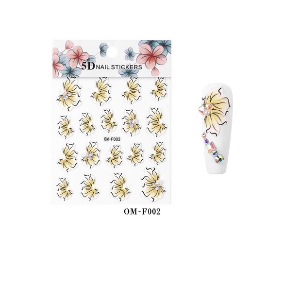 sticker hoa nổi 5d dán móng tay nail ko cần vẽ vời hay đắp hoa