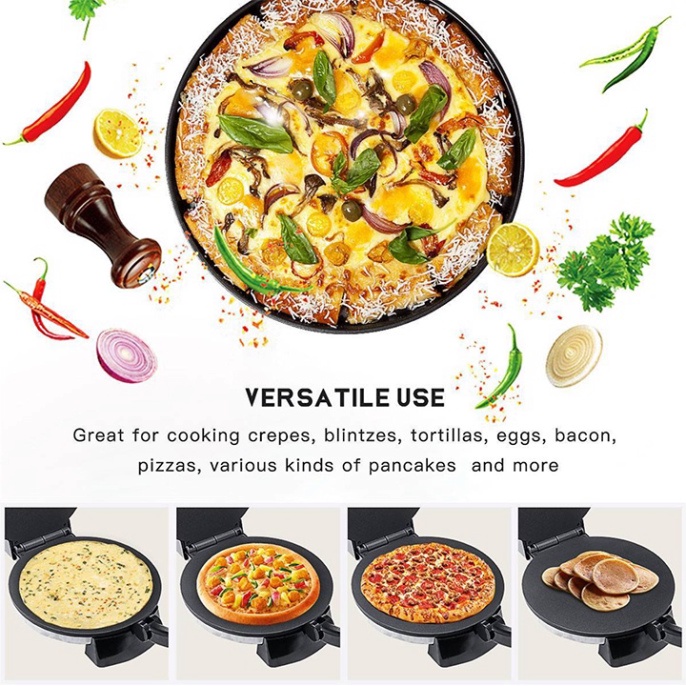Máy nướng bánh đa năng công suất 2000W, khuôn trơn - làm bánh cuốn, làm bánh crepe, bánh xèo