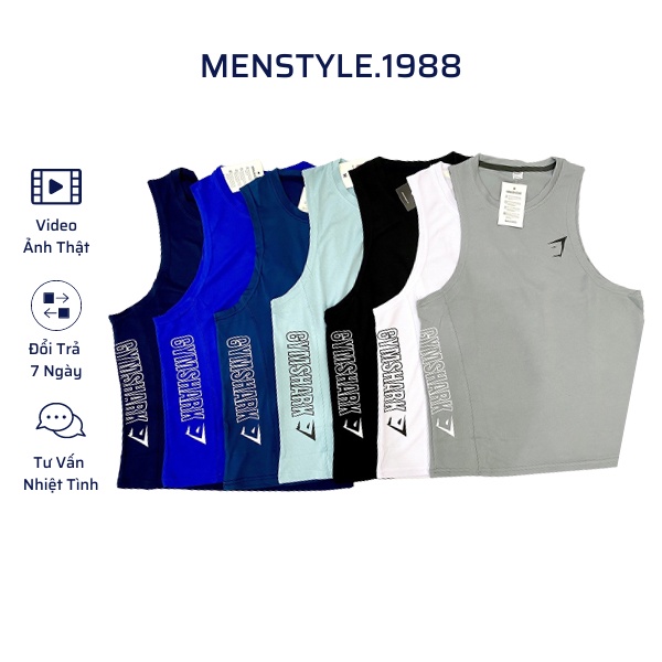 Áo ba lỗ Gym Shark nam sát nách dập vân thun lạnh cao cấp nhiều màu (BL004T)