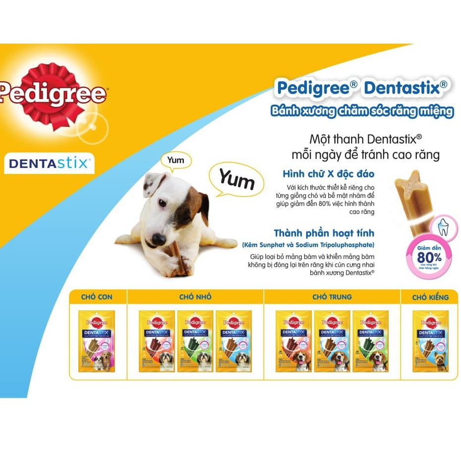 Bánh xương gặm cho chó lớn Pedigree Dentastix 75g 98g, snack sạch răng vị gà Con Mèo Xiêm