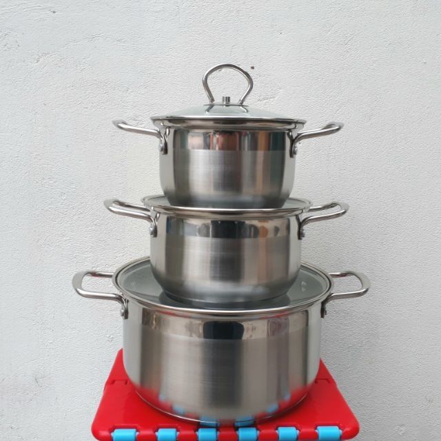 Bộ Nồi Inox Bếp Từ Cao Cấp SKY STAR Hàng Chính Hãng Bộ Xoong Nồi 1 Đáy Thiết Kế Sang Trọng Size 16-18-24 Cm Tiện Lợi