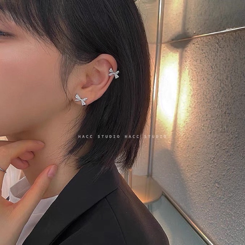 Bông tai nơ xinh xắn - kẹp vành không cần bấm