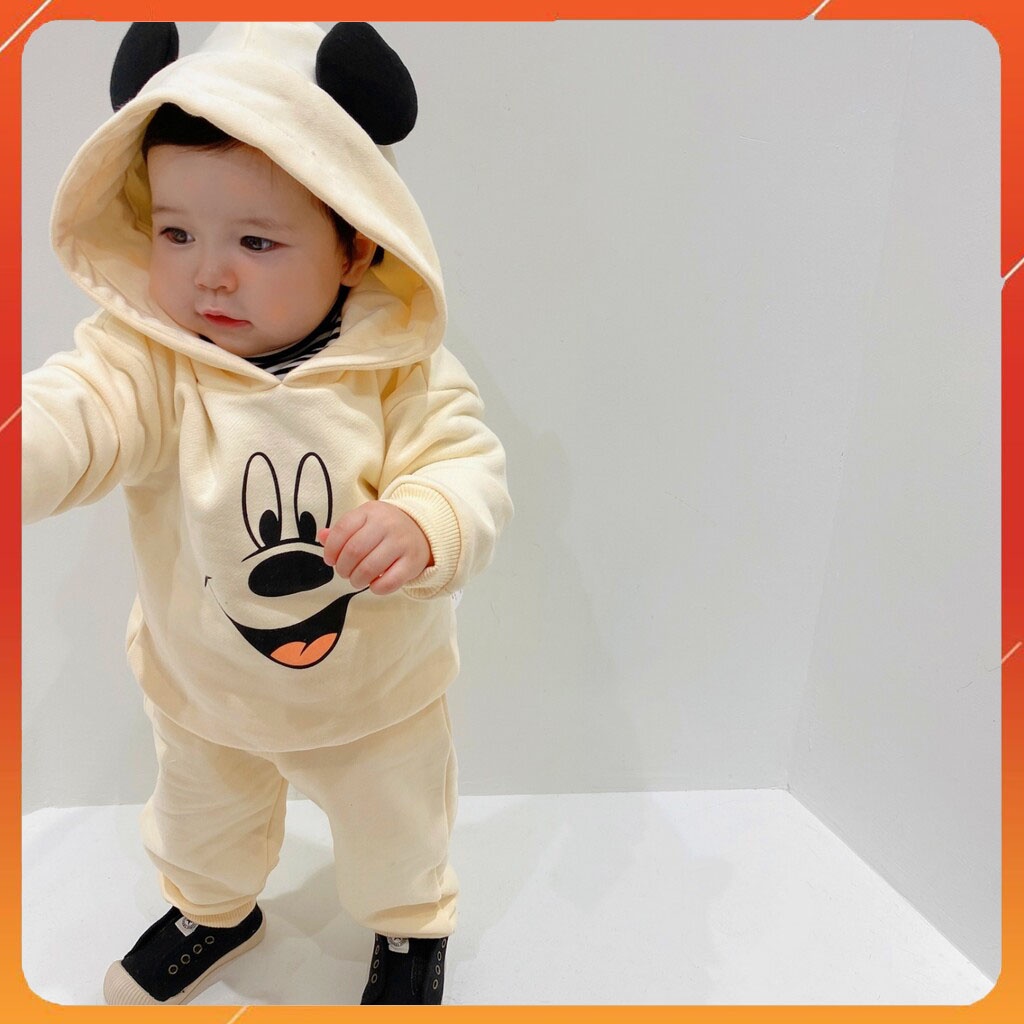 Bộ nỉ bông cho bé trai bé gái Binbon kids, Bộ dài tay in hình thú cưng cho bé từ 6-16kg Mã NGT01