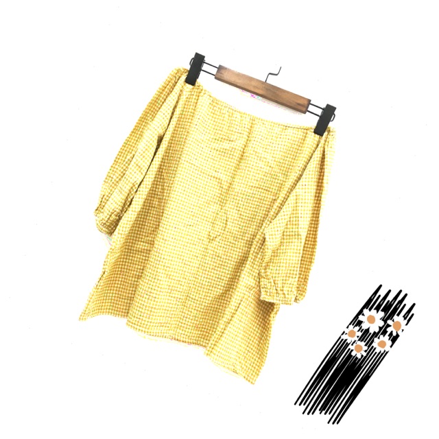 [Góc Thanh Lí] Áo trễ vai họa tiết gingham