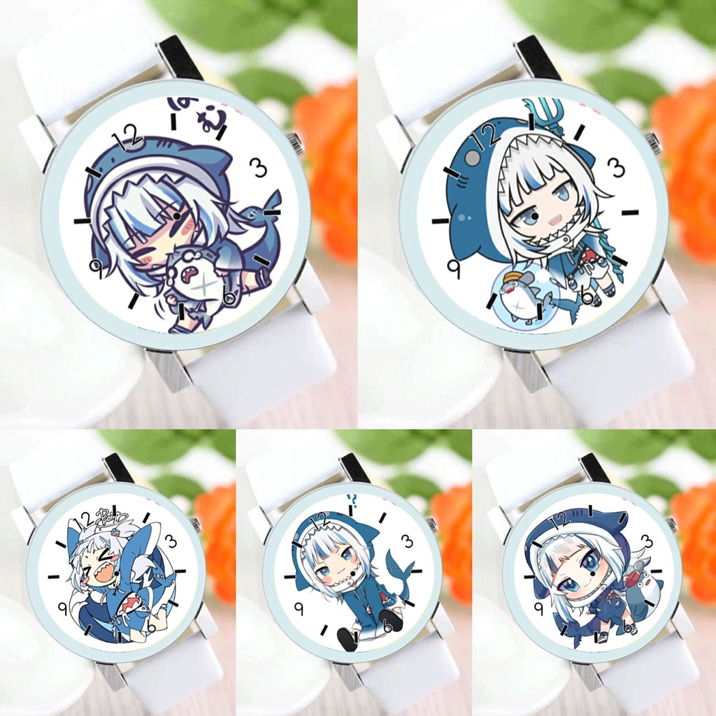 Đồng hồ đeo tay nam nữ in hình GAWR GURA Hololive Vtuber anime chibi thời trang cá tính