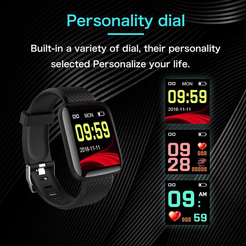 Smart Watch 116 Plus Blood Pressure Monitor Waterproof Heart Rate Monitor Smart Tracking