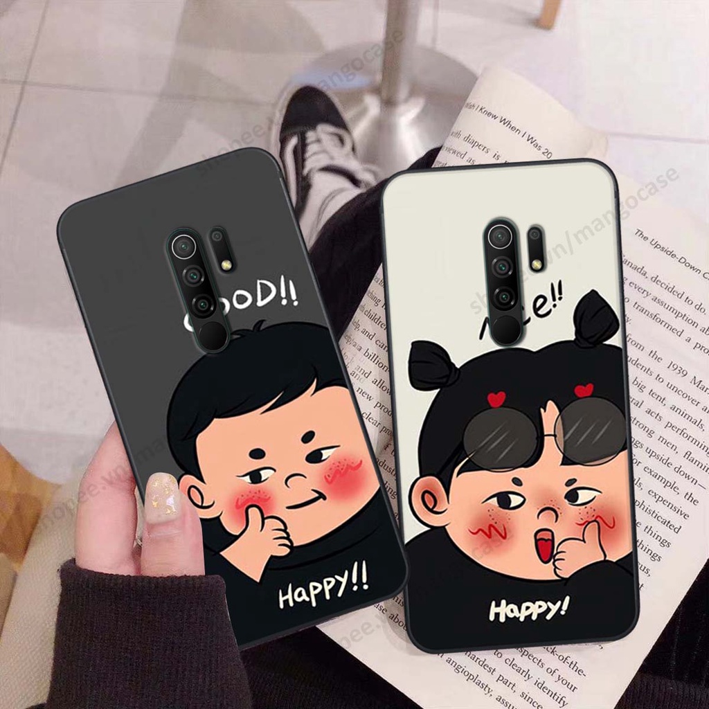 Ốp lưng Xiaomi Redmi 9 in hình happy nice, bé gấu đáng yêu