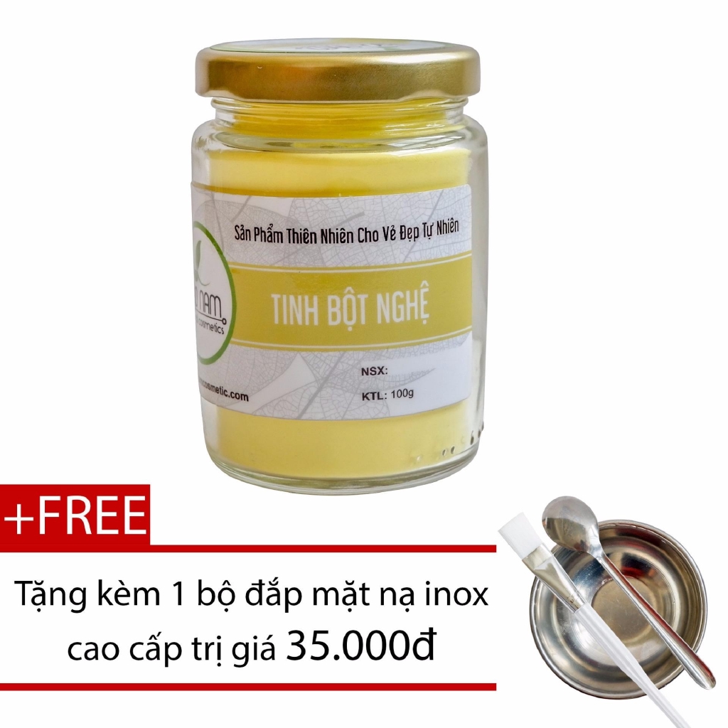 Tinh Bột Nghệ Nguyên Chất Bảo Nam 100gr + Tặng Bộ Đắp Mặt Inox