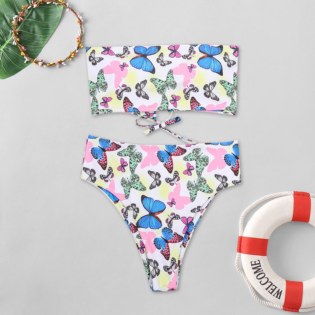 Women Two Pieces Bathing Suit Top Ruffled With High Waisted Bottom Bikini Set | BigBuy360 - bigbuy360.vn