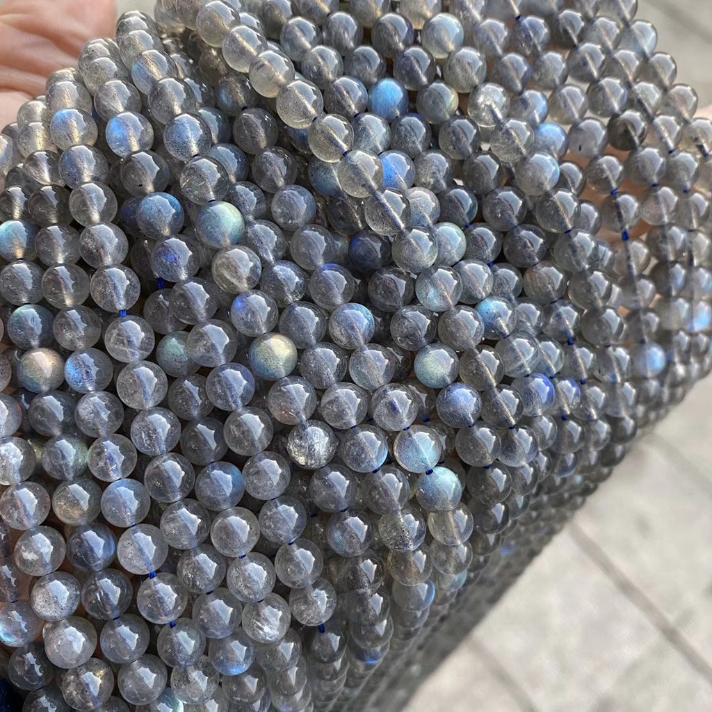 Đá thiên nhiên Labrador pha lê thạch anh hạt rời để làm đồ trang sức Vòng tay DIY4-12mm