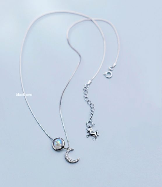 Dây chuyền bạch mã và mặt trăng bạc s925