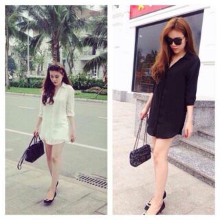 Áo sơ mi form dài giấu quần
