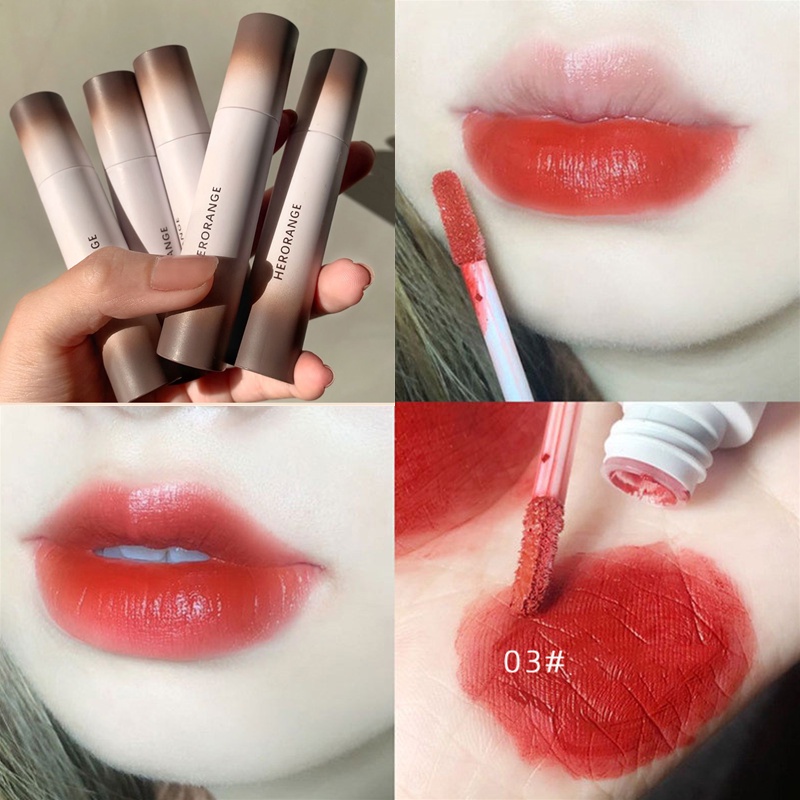 [Hàng mới về]Son kem lì HERORANGE mềm mịn như nhung chống thấm nước chống khô môi lâu trôi