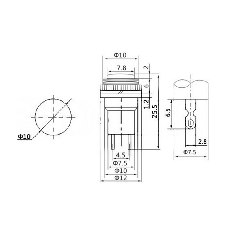 Set 10 Nút Nhấn Tròn 10mm Màu Trắng / Xanh / Đen / Vàng Chuyên Dụng