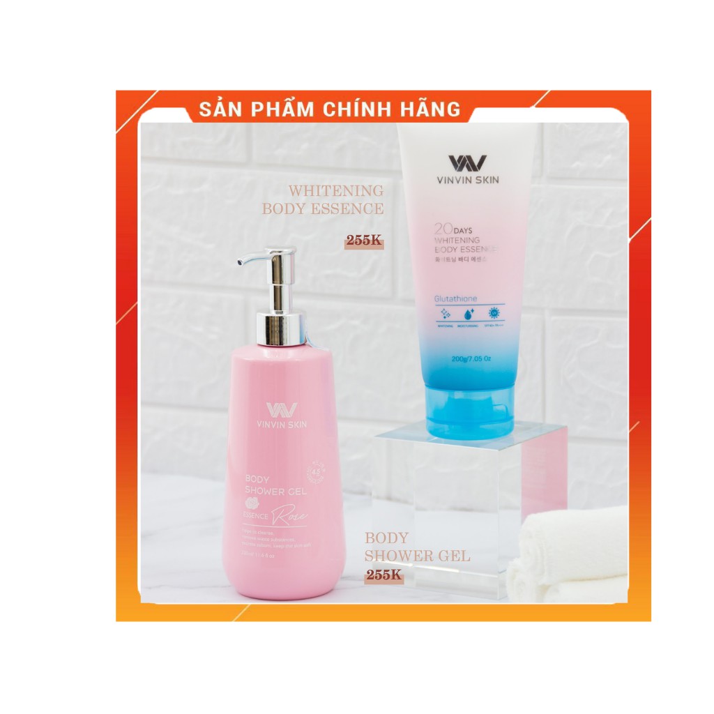 (CHÍNH HÃNG )Combo truyền trắng body 20 ngày sữa tắm + kem body vinvin skin