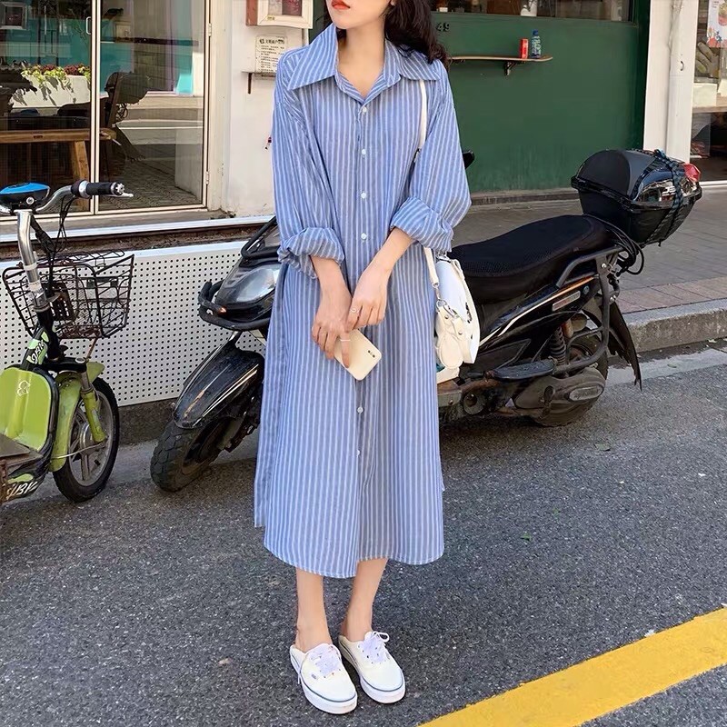 Đầm sơ mi kẻ Hàn Quốc đủ size lớn