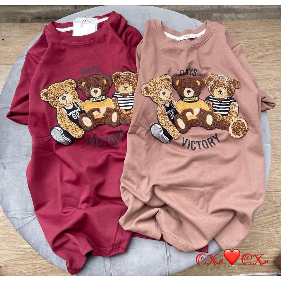 Áo phông nữ 3 con gấu nhiều màu hình in