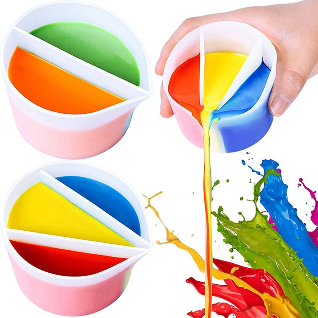 Bình Rót Chất Lỏng Silicone Acrylic Chia Ngăn DIY